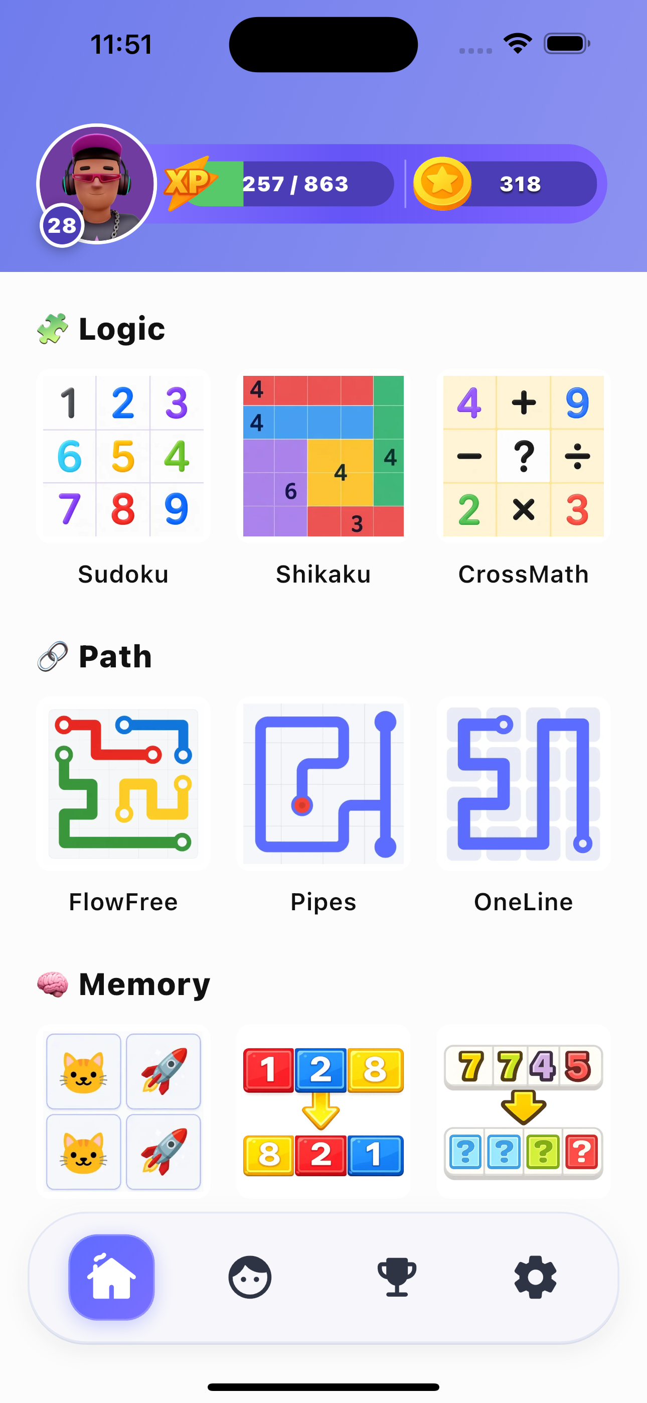 PuzzleVerse puzzle collection screen