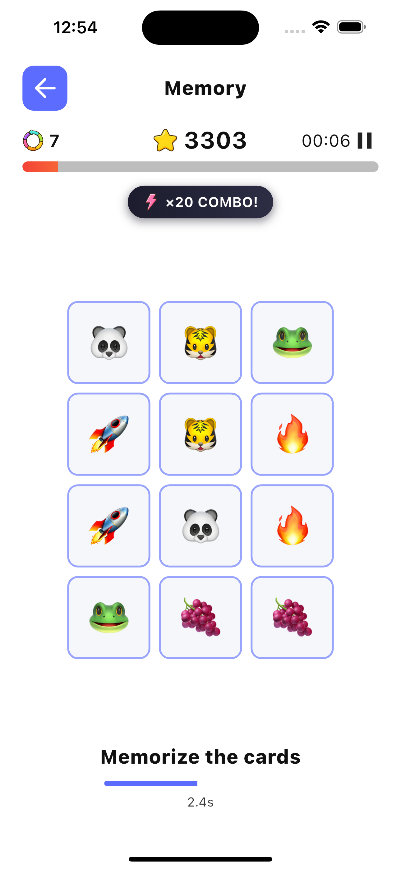 PuzzleVerse memory game screen