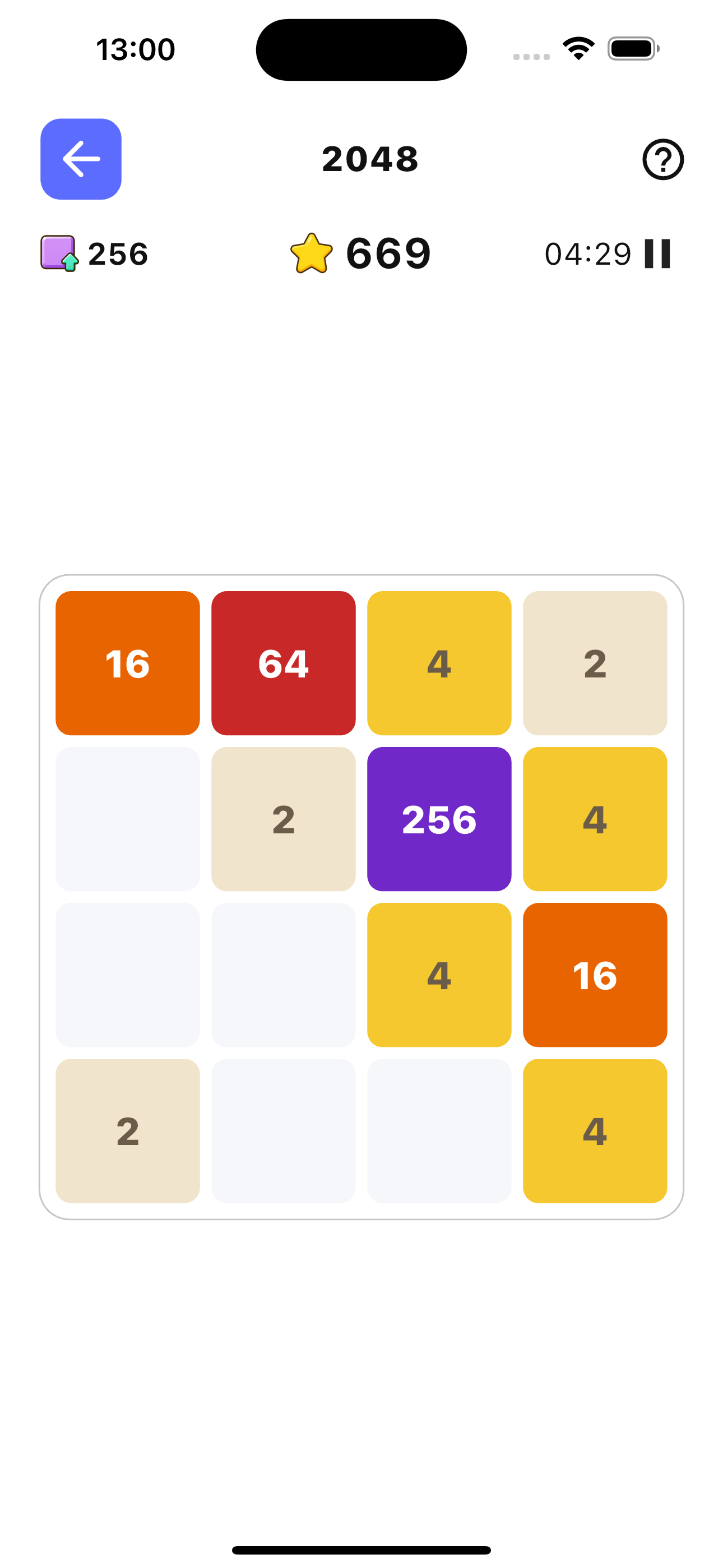 2048 strategy puzzle screen