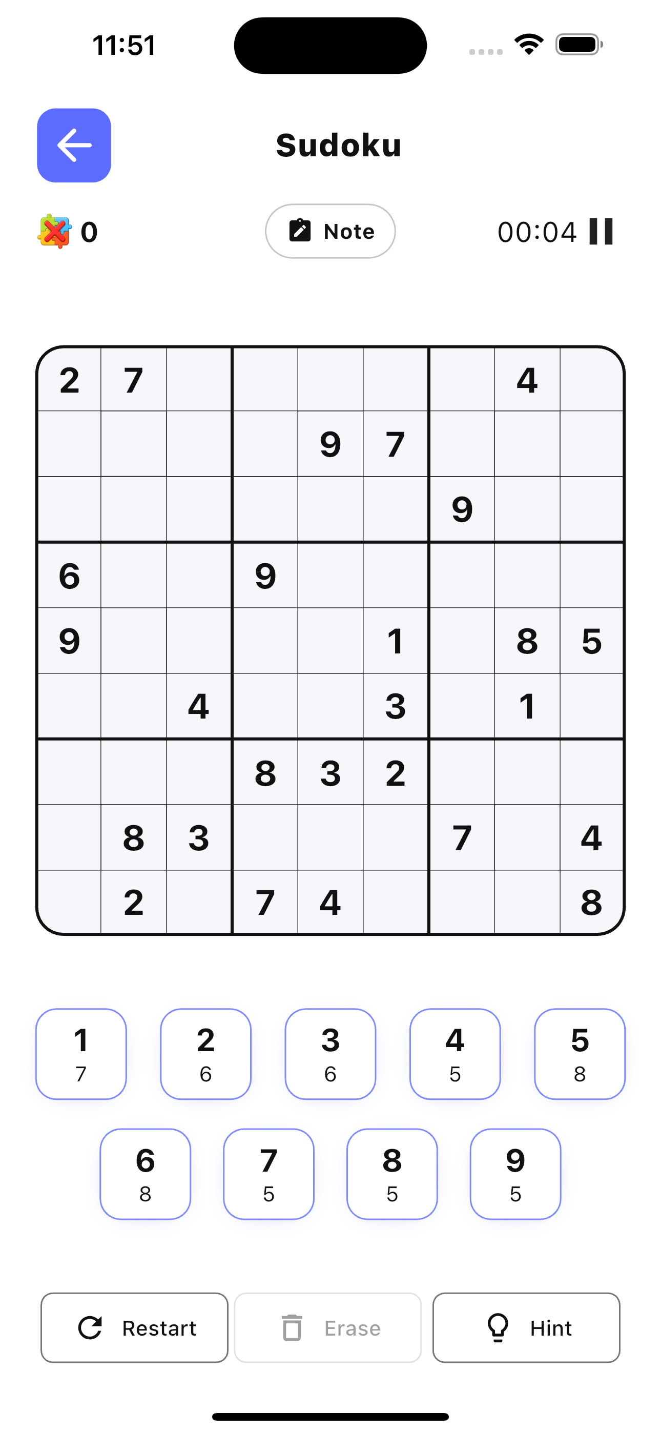CrossMath logic puzzle screen