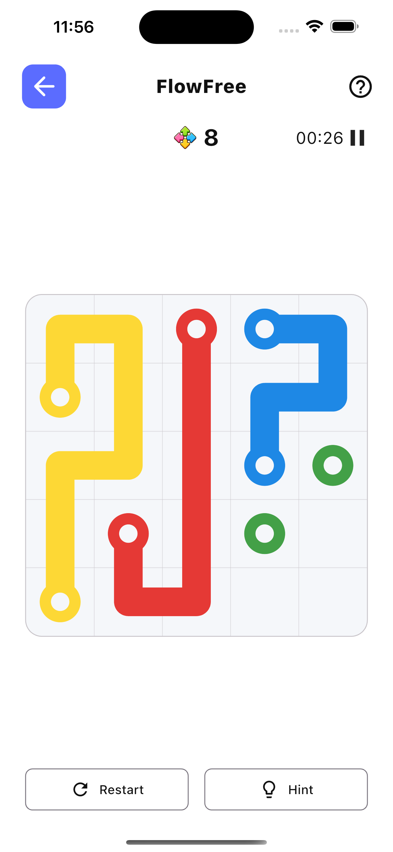 Pipes path puzzle screen