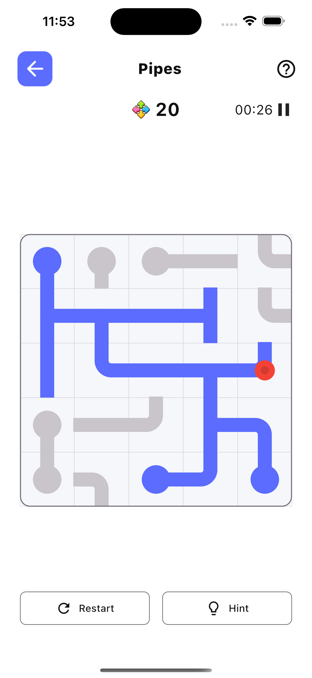 Flow Free path puzzle screen